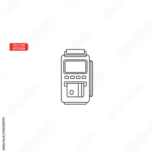 Portable card payment terminal linear icon for mobile commerce