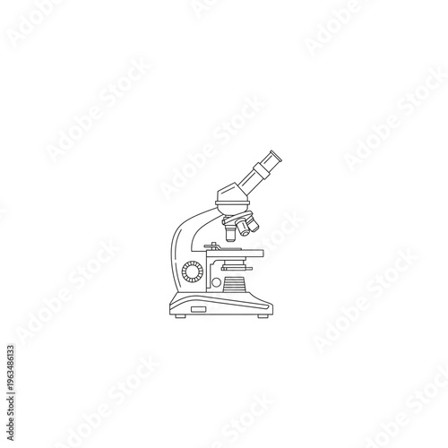 Professional laboratory microscope line art icon for science and research