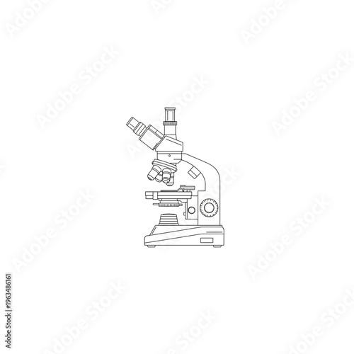 Professional laboratory microscope line art icon for science and research