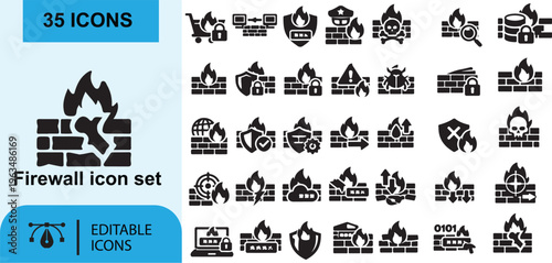 Set of fire themed vector icons in a simple clean design style suitable for symbols signs and decorative illustration use