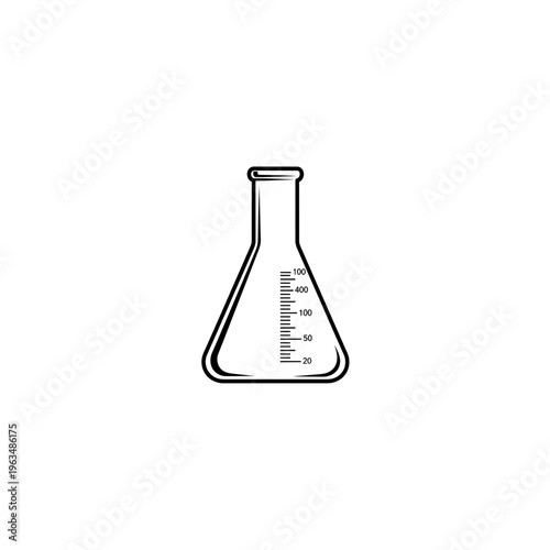 Simple laboratory erlenmeyer flask icon for chemical experiments