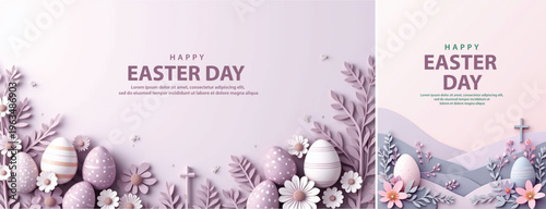 Elegant easter day background, Decorative happy easter day background for website, social media template