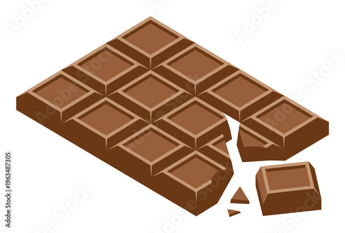 A broken bar of milk chocolate with several squares detached