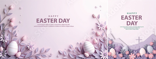Elegant easter day background, Decorative happy easter day background for website, social media template
