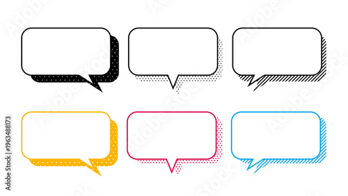 シンプルでかわいいドロップシャドウ付きの吹き出し　コメント　会話　装飾セット　フレーム