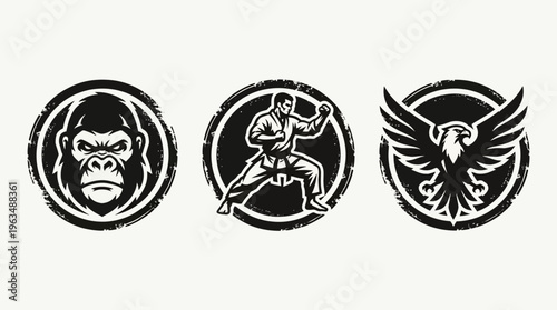 Black and white animal logos.