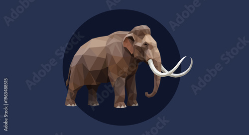 Brown Elephant with Large White Tusks.