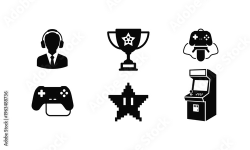 Iconic symbols representing gaming and competitive achievements