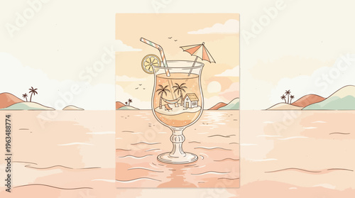 Cocktail with umbrella and fruit.