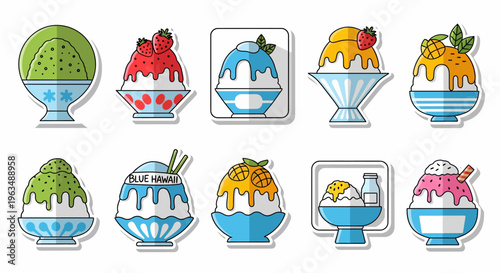 Colorful dessert ice cream sundaes sweet.