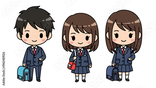 School Attire: A charming illustration featuring students in their smart uniforms, ready to embark on another day of learning, captures the essence of youthful education and academic dedication.