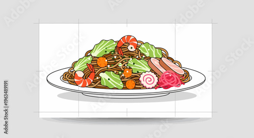 Delicious Asian Noodle Stir Fry Dish.