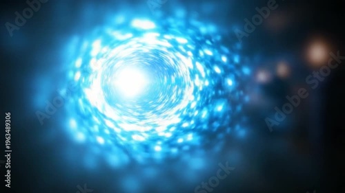 Hyperspace Dive: A captivating swirling vortex of bright, ethereal blue light draws the viewer into a realm of cosmic wonder.