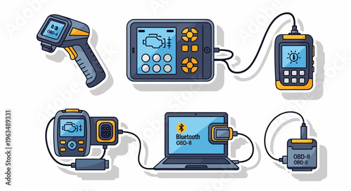 Electronics devices with cables connected together.