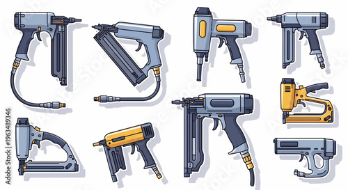 Electric power drill tools equipment set.