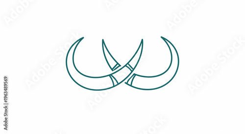 Green intertwined horns or crescent shapes.