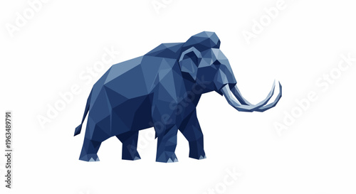 Low Poly Blue Elephant Graphic Design.