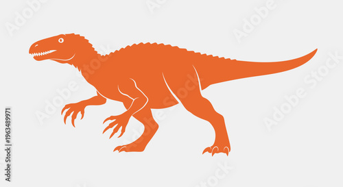 Orange dinosaur standing on ground.