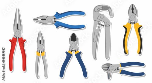 Pliers and hand tools set.