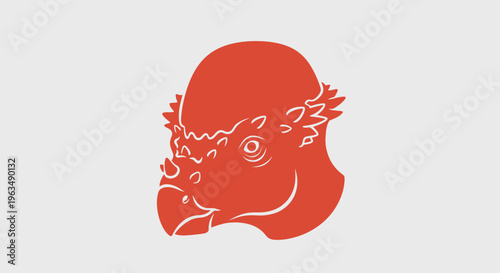 Red Dragon Head Illustration Profile.