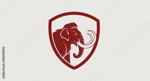 Red Elephant Logo Shield Emblem.