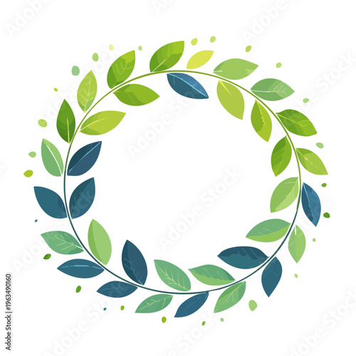 円形 フレーム 植物 葉っぱ シンプル 素材	