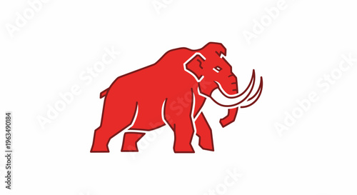 Red Mammoth Animal Illustration Side View.