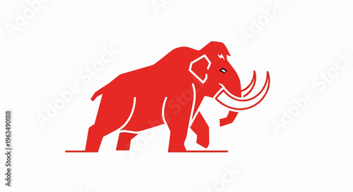 Red Mammoth Walking Side View.