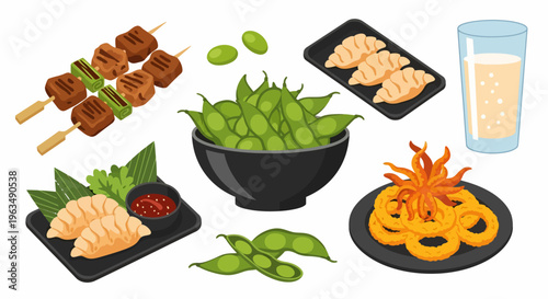 Variety of Asian style food dishes.