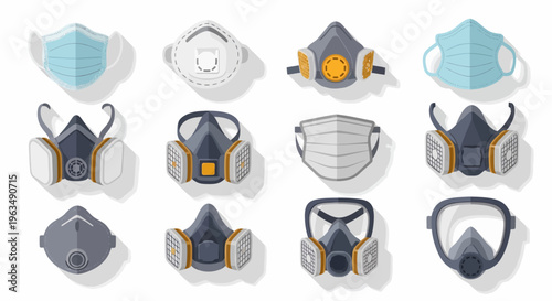 Various types of protective face masks.