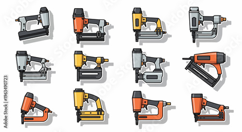 Various power saws on display.
