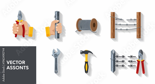 Vector assorted hand tools set.