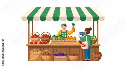 Woman buying fresh produce at market.