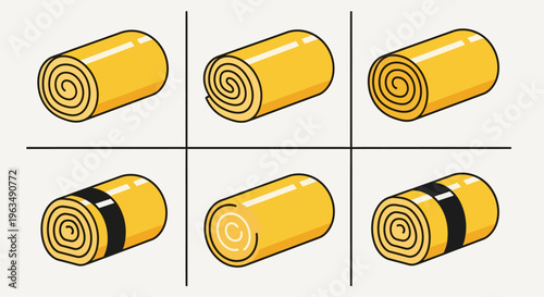 Yellow Rolled Up Cable Wires Bundles.