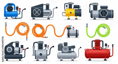 Air compressors and industrial pumps.