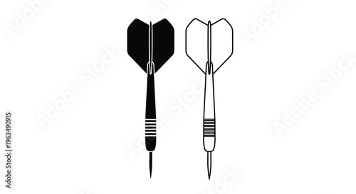 Two darts one black and one white shown in a simple illustration