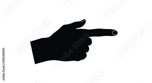 A black silhouette of a hand pointing to the right