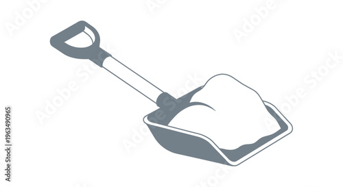 A blue shovel with a scoop of white powder or material