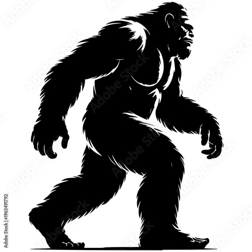 Mysterious silhouette of a large humanoid creature walking on two legs