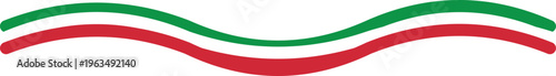 Italian flag colors wavy ribbon vector, green and red curved lines on white background, tricolor flowing border for food and travel design
