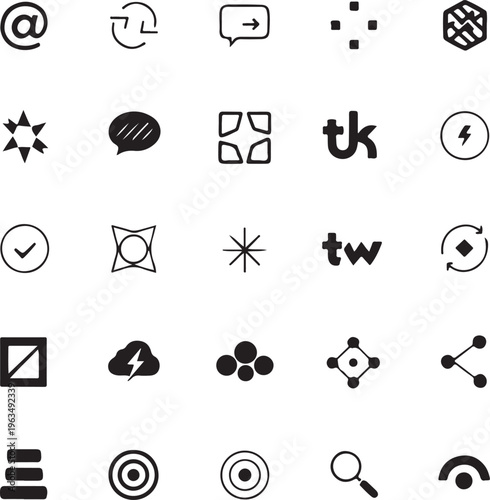 Modern Minimal Icon Set for UI, Social Media and Web Interface – Clean Vector Collection