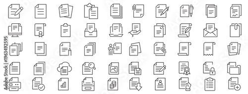 Legal documents icon set. Editable line icons. Vector illustration.