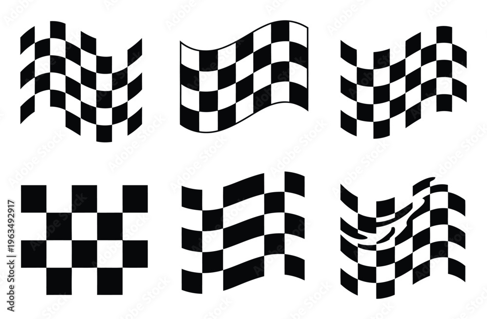 Fototapeta premium Collection of Waving and Static Checkered Flags