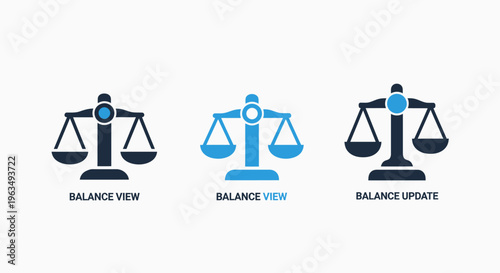 Set of law and justice scale icons representing balance view and balance update for legal proceedings courtroom authority and fair judgment comparison data visualization graphics