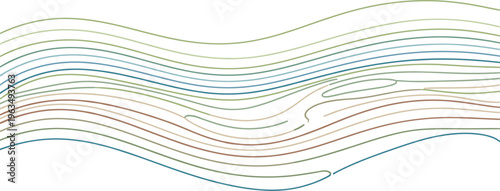 Subtle and Calming Soft Flowing Lines in Green, Blue, and Brown for Minimalist Designs