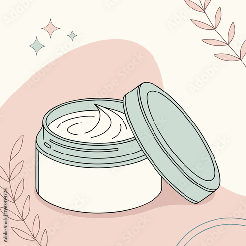 A jar of cream with the lid slightly ajar