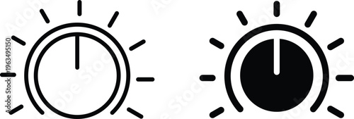 Minimalist Volume Knob Icon Set, Control Dial and Audio Level Vector Symbols