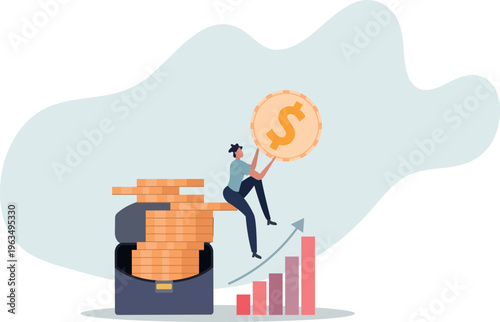 Success investing, growing wealth or being rich from pension or mutual fund, stock market return, money or financial success concept.person's life situation and his activities.