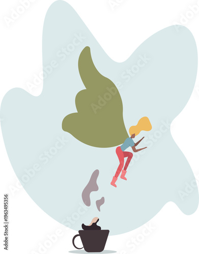 Coffee break to refresh or boost energy, morning routine to help focus and boost productivity, relax or awaken with tea break concept.person's life situation and his activities.