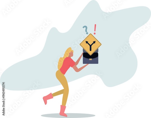 Decision to choose pathway, alternative or choice, deciding career path, determination or thinking to find solution concept.person's life situation and his activities.